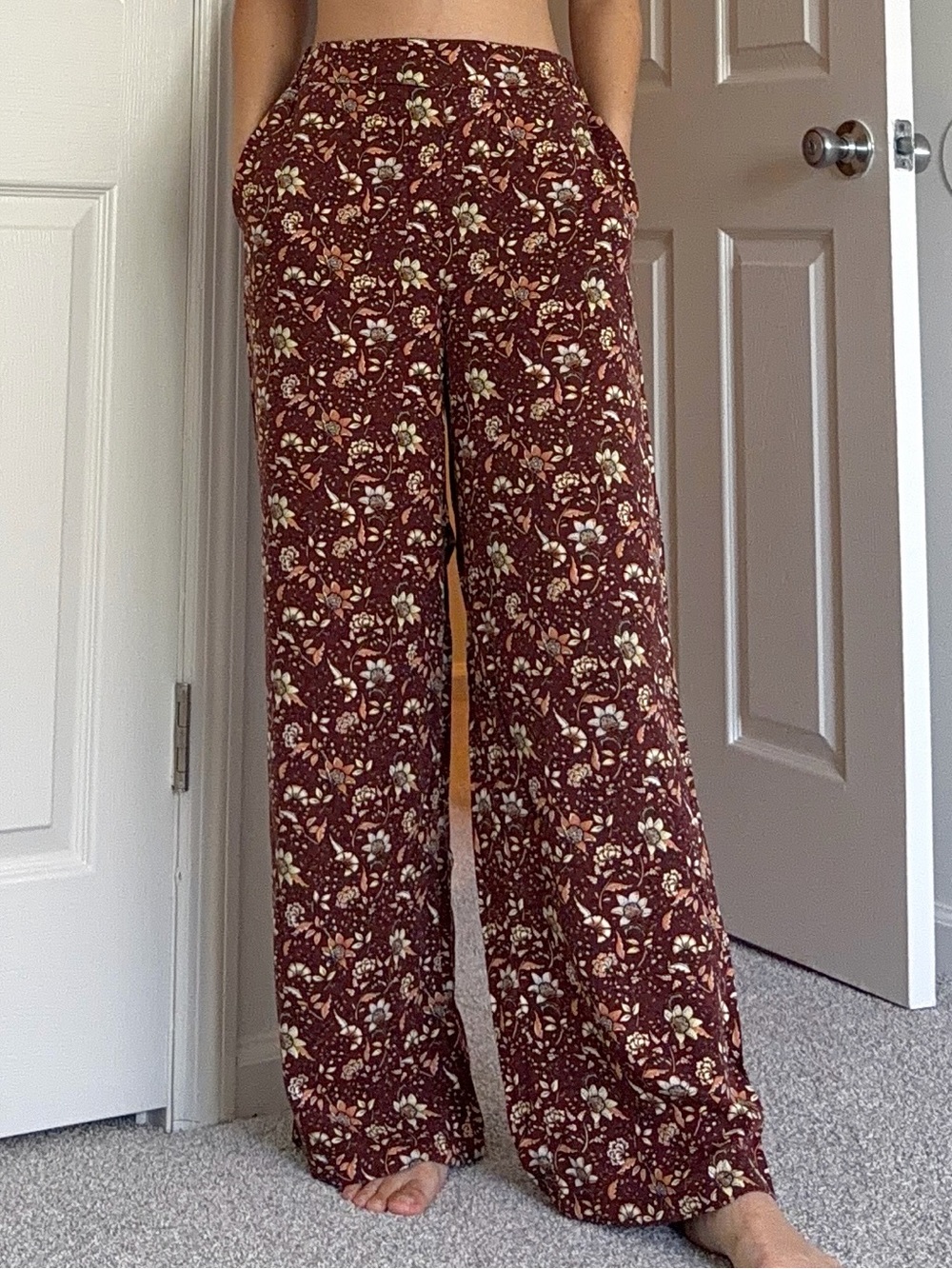 Floral Wide Leg- Brown